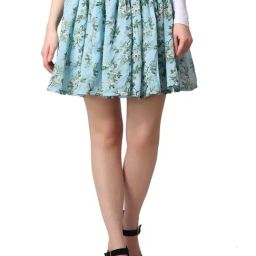 Cation Blue Floral Print Mini Skirt-image-86