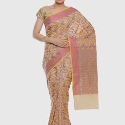 Banarasi Silk Works Beige Silk Woven Saree With Unstitched Blouse-image-90
