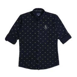 Cavio Kids Navy Printed Full Sleeves Shirt-image-36