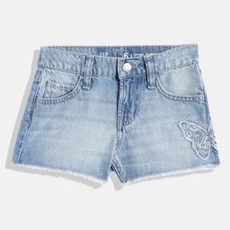 GAP Girls Pure Cotton Washed Denim Shorts with Butterfly Applique-image-2