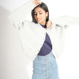 Kotty Grey Cotton-Poly Blend Regular fit Sweater-19