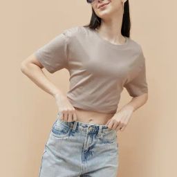 Fame Forever by Lifestyle Beige Solid T-Shirt-image-14