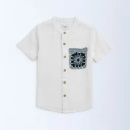 HOP Kids by Westside White Crinkle-Textured Cotton Shirt-picture-24