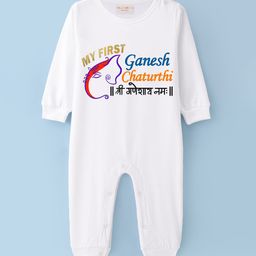 BLUSHES Infants Ganesh Chaturthi Printed Pure Cotton Round Neck Romper-image-70