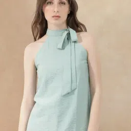 RAREISM Green Viscose Blend Solid Sleeveless Top-picture-40