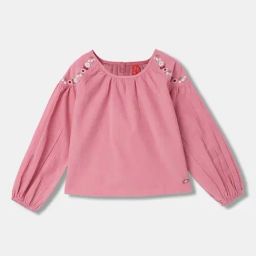 Blue Giraffe Girls Pink Cotton Solid Full Sleeves Top-image-76