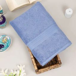 Creeva Classic Blue Cotton Solid Bath Towel-image-7