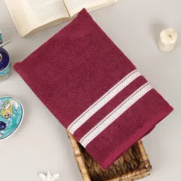 Creeva Comfort Living Maroon Cotton Solid Bath Towel-picture-45