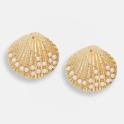 Sohi Gold Plated Party Designer Stone Stud Earrings-17