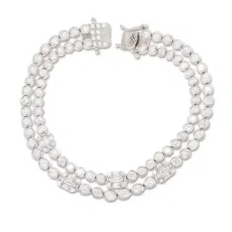 Anayra 92.5 Sterling Silver American Diamond Double Layer Tennis Bracelet for Women-image-70