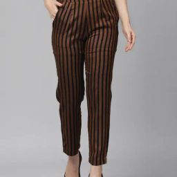 KASSUALLY Rust Striped Trousers-image-11