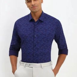 Allen Solly Navy Cotton Slim Fit Printed Shirt-image-96
