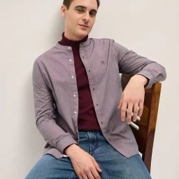 The Bear House Purple Cotton Slim Fit Solid Shirt-image-21