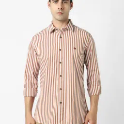 Van Heusen White Cotton Slim Fit Striped Shirt-picture-39