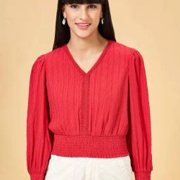 Honey by Pantaloons Red Self Pattern Top-image-68
