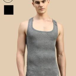 Zoiro Black Jaspe & Black Regular Fit Vest - Pack Of 2-image-10