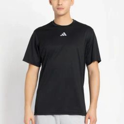 Adidas Black Regular Fit Logo Printed Sports T-Shirt-image-105