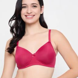 Clovia Maroon Polyamide Printed Padded Full Cup Wire Free T-Shirt Bra-12
