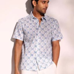 Fabindia White Straight Fit Printed Shirt-image-73