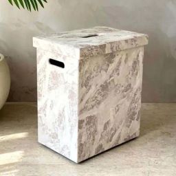 Mason Home Pale Beige Faux Leather & Mdf Laundry Basket-image-6