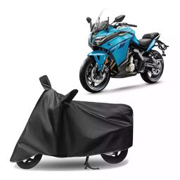 Auto Pearl Polyester Two Wheeler Cover for CFMoto 650GT BS6 (Grey)-12