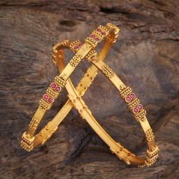 Kushal's Fashion Jewellery Ruby Gold Polished Antique Bangle for Women-picture-34