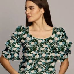 Zink London Green & White Floral Print Top-image-60