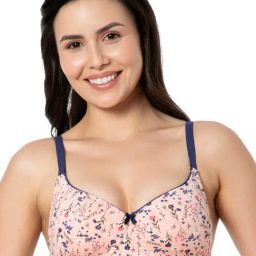 Amante Pink Cotton Floral Print T-Shirt Bra-picture-22