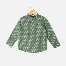 Allen Solly Junior Green Cotton Printed Full Sleeves Shirt-picture-29