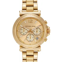Michael Kors Women Maren Bracelet Style Chronograph Analogue Watch MK7493I-Gold-image-77