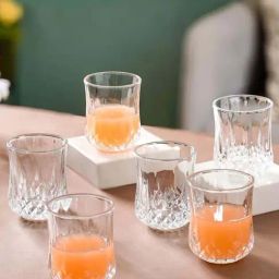 Nestasia Premium Quality Thick Walled Break Resistant Cut Glass Textured Glass Set Of 6, Each 200 ml-8