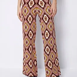 Cover Story Brown Printed Regular Fit Mid Rise Trousers-picture-18