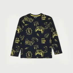 Fame Forever by Lifestyle Kids Navy Cotton Printed Full Sleeves T-Shirt-picture-41