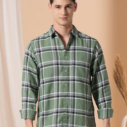 VALEN CLUB Men Premium Fit Spread Collar Tartan Checked Cotton Casual Shirt-image-40