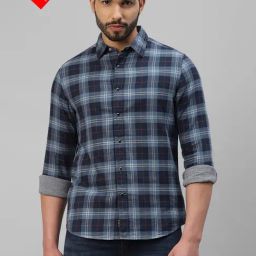 Royal Enfield Blue Slim Fit Check Reversible Shirt-image-27