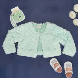Pantaloons Baby Mint Green Cotton Textured Pattern Full Sleeves Shrug-image-106