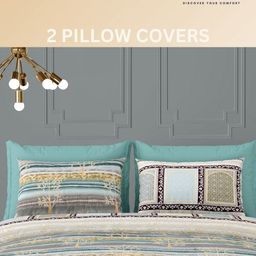 LIVING ROOTS Grey & Brown Floral 210 TC King Bedsheet with 2 Pillow Covers-image-0