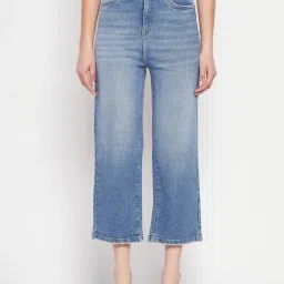 MADAME Blue Denim Straight Fit Mid Rise Jeans-image-81