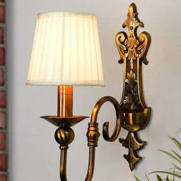 FOS LIGHTING European-style White & Golden Wood Single Light Candelabra Wall Sconce-69