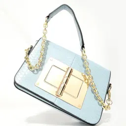 HauteSauce Light Blue Textured Medium Leather Cross Body Bag-picture-6