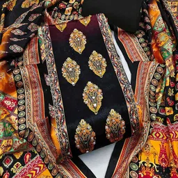 Peachmode Printed Silk Chiffon Unstitched Dress Material-picture-41