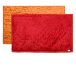 Kuber Industries Set Of 2 Solid Shaggy Microfiber Anti-Skid Rectangular Doormats-15