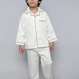 Little Clothings Boys 100% Cotton Off White Silk Collar Neck Night Suits-picture-45