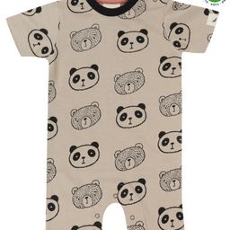 Turtledove London Organic Cotton Half Sleeves Romper Panda Print - Beige-image-42