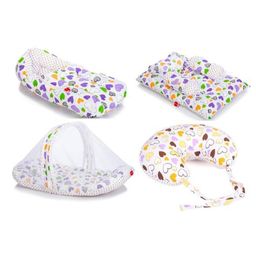 VParents Daisy Baby 4 Piece Bedding Set with Pillow and Bolsters Sleeping Bag and Bedding Set and Feeding Pillow Combo - Pink and Purple-picture-0