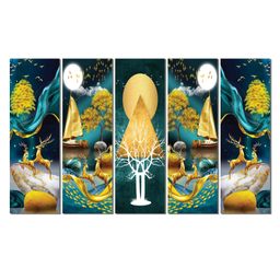 WENS Minimalist Pattern Modern Art 5 Pieces Laminated Wall Panels - Multicolor-image-1