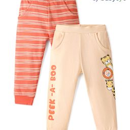 Babyoye 100% Cotton Knit with Eco Jiva Finish Striped Full Length Lounge Pants Pack of 2 -  Multicolour-image-48