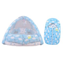 Kwitchy New Born Baby Bedding Set Luxury Cushioned Mattress with Mosquito Net & Carry Nest Bag  -  Blue-3