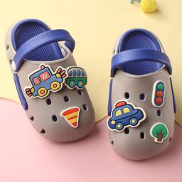 Oh! Pair Back Strap Closure Slip On Clogs with Vehicle Applique - Grey-image-23