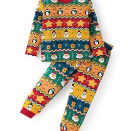 Babyhug Cotton Knit Full Sleeves Night Suit with Christmas Print - Multicolour-image-72